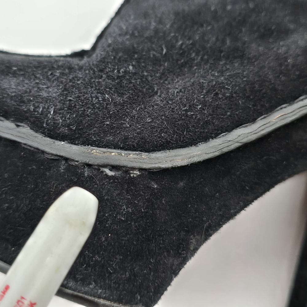 Michael Kors Y2K Black Suede Platform Boots 7M Chunky Heel Square Indie Grunge - Picture 15 of 15